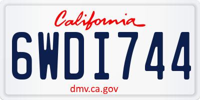 CA license plate 6WDI744