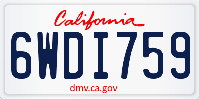 CA license plate 6WDI759