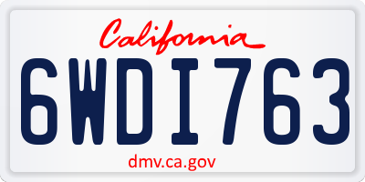 CA license plate 6WDI763