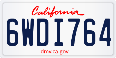 CA license plate 6WDI764