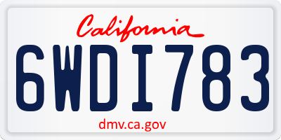 CA license plate 6WDI783