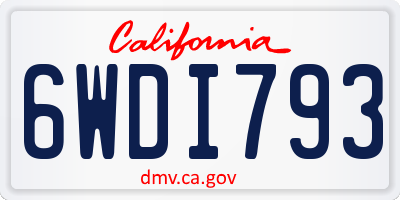CA license plate 6WDI793