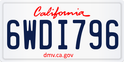 CA license plate 6WDI796