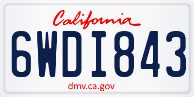 CA license plate 6WDI843