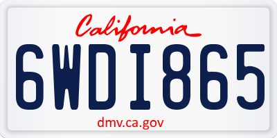 CA license plate 6WDI865