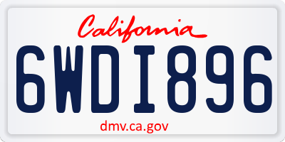 CA license plate 6WDI896