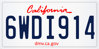 CA license plate 6WDI914