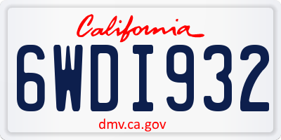 CA license plate 6WDI932
