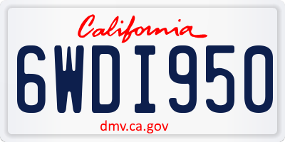 CA license plate 6WDI950