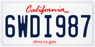 CA license plate 6WDI987