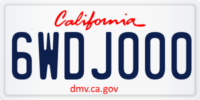 CA license plate 6WDJ000