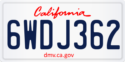 CA license plate 6WDJ362