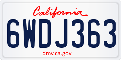 CA license plate 6WDJ363