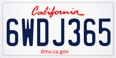 CA license plate 6WDJ365