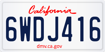 CA license plate 6WDJ416