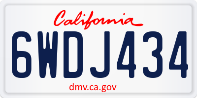 CA license plate 6WDJ434