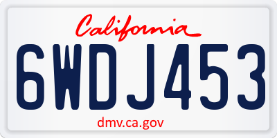 CA license plate 6WDJ453