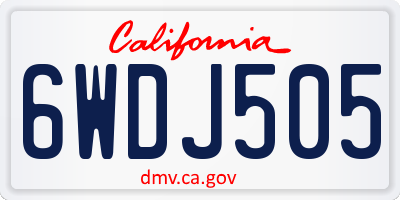 CA license plate 6WDJ505