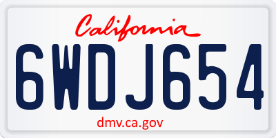 CA license plate 6WDJ654