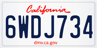 CA license plate 6WDJ734