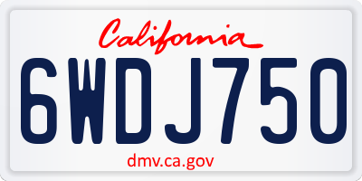CA license plate 6WDJ750