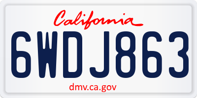 CA license plate 6WDJ863