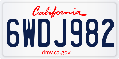 CA license plate 6WDJ982