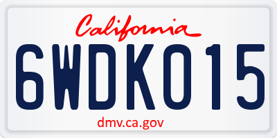 CA license plate 6WDK015