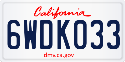 CA license plate 6WDK033