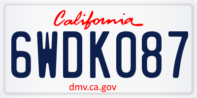 CA license plate 6WDK087