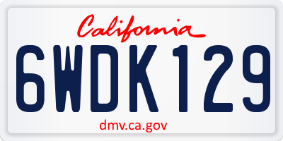 CA license plate 6WDK129