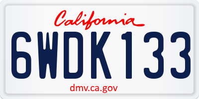 CA license plate 6WDK133
