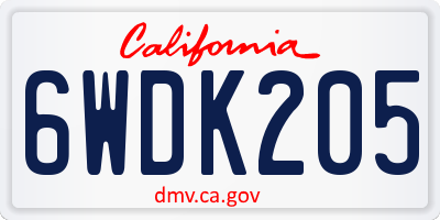 CA license plate 6WDK205
