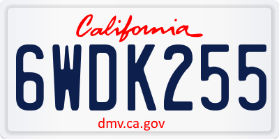 CA license plate 6WDK255