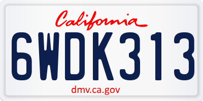 CA license plate 6WDK313