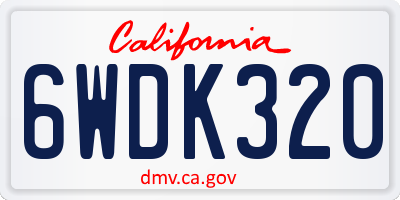 CA license plate 6WDK320