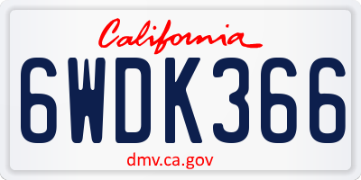 CA license plate 6WDK366