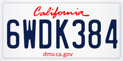 CA license plate 6WDK384