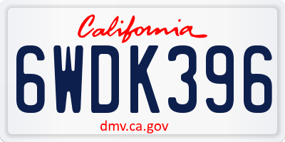 CA license plate 6WDK396
