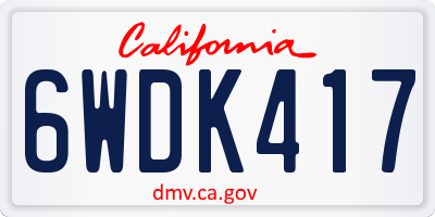 CA license plate 6WDK417