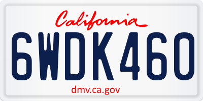 CA license plate 6WDK460