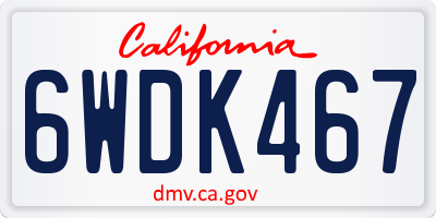 CA license plate 6WDK467