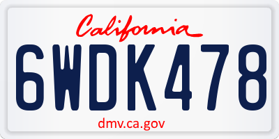CA license plate 6WDK478