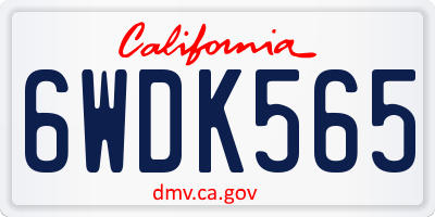 CA license plate 6WDK565
