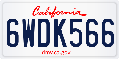 CA license plate 6WDK566