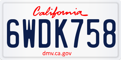 CA license plate 6WDK758
