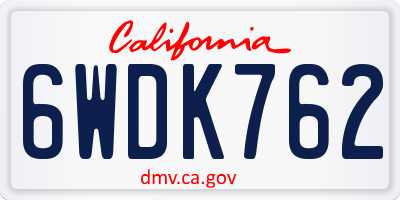 CA license plate 6WDK762
