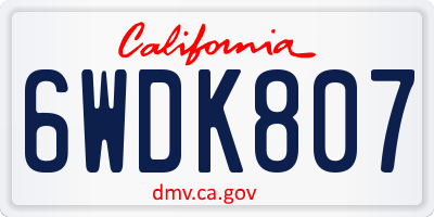 CA license plate 6WDK807