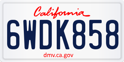 CA license plate 6WDK858