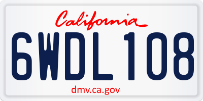 CA license plate 6WDL108